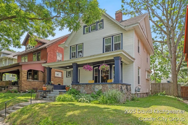 1328 Bemis St SE, Grand Rapids, MI 49506 - traditional style home with a porch and a chimney