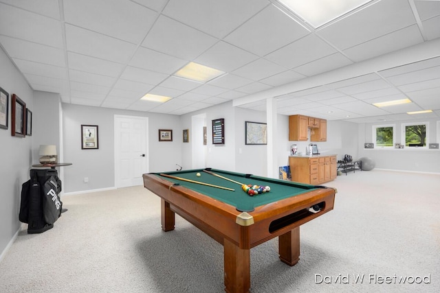 6935 Fairway Vista Dr SE, Caledonia, MI 49316 - game room featuring a drop ceiling, light carpet, and billiards table