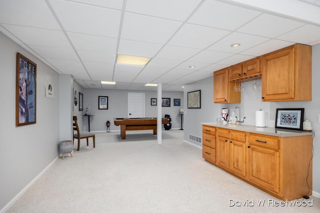 6935 Fairway Vista Dr SE, Caledonia, MI 49316 - game room with light colored carpet, a paneled ceiling, and billiards