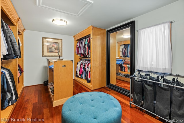 5626 Shadow Ln, Bloomfield Hills, MI 48302 - spacious closet with attic access and wood finished floors