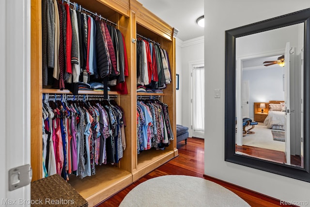 5626 Shadow Ln, Bloomfield Hills, MI 48302 - spacious closet featuring wood finished floors and ceiling fan