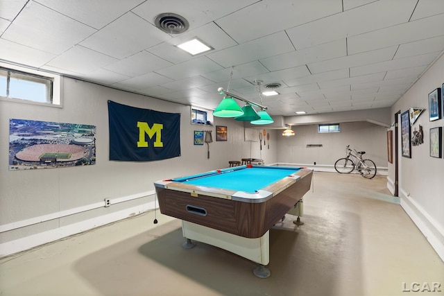 1043 Orchard Rd, Adrian, MI 49221 - game room with billiards and concrete flooring