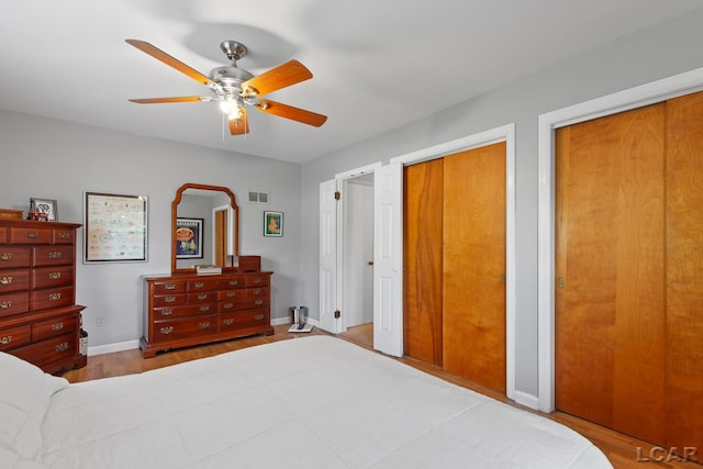 1043 Orchard Rd, Adrian, MI 49221 - bedroom with wood finished floors, two closets, and ceiling fan