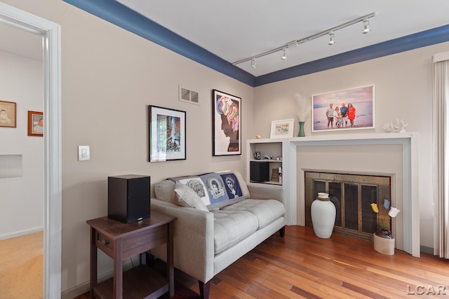 1043 Orchard Rd, Adrian, MI 49221 - living room featuring rail lighting and hardwood / wood-style flooring