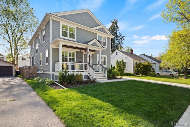 423 N Altadena Ave, Royal Oak, MI 48067 - view of front facade with a porch, an outdoor structure, and a detached garage
