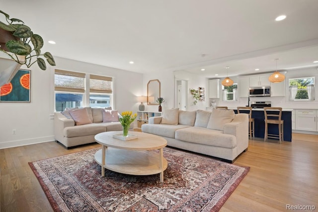 423 N Altadena Ave, Royal Oak, MI 48067 - living room featuring light wood-style flooring and recessed lighting