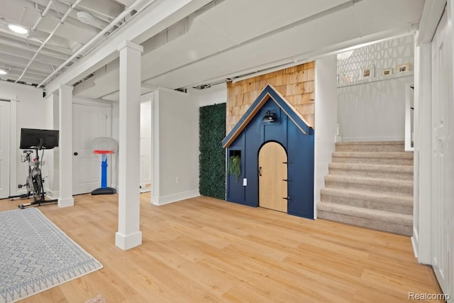 423 N Altadena Ave, Royal Oak, MI 48067 - finished basement featuring light wood-style flooring and stairs