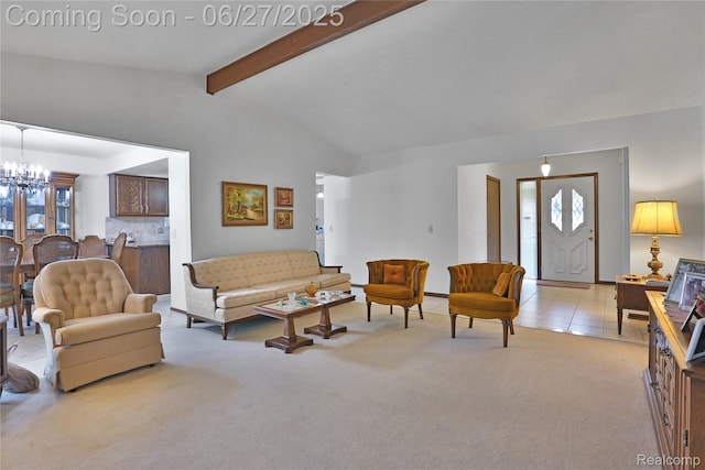 42471 Arcadia Dr, Sterling Heights, MI 48313 - living area with a chandelier and light carpet