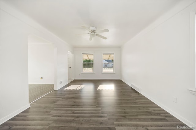 20258 Caldwell St, Detroit, MI 48234 - unfurnished living room with a ceiling fan and dark wood-type flooring