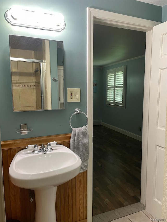 21150 E Chigwidden St, Northville, MI 48167 - full bathroom with a shower stall and wood finished floors