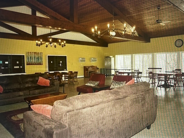 31831 Grand River Ave Unit 96, Farmington, MI 48336 - living room featuring a chandelier and wallpapered walls