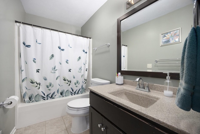 21008 Tamarack Rd, Howard City, MI 49329 - bathroom with vanity, shower / bath combination with curtain, and tile patterned flooring