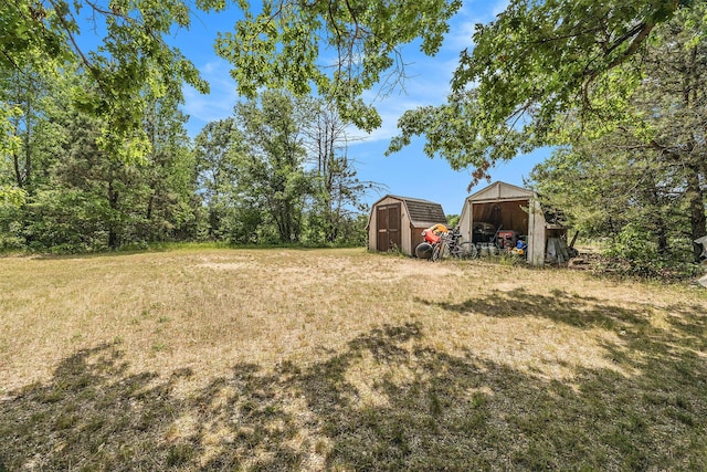 21008 Tamarack Rd, Howard City, MI 49329 - view of green lawn featuring a storage shed
