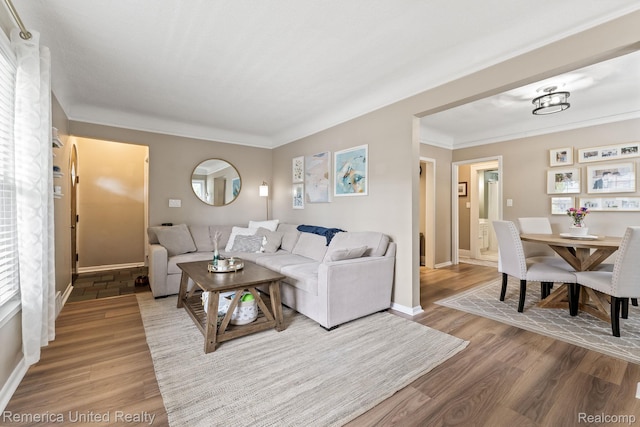 535 S Edison Ave, Royal Oak, MI 48067 - living room featuring wood finished floors and crown molding