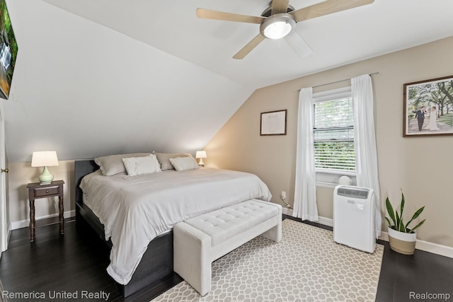 535 S Edison Ave, Royal Oak, MI 48067 - bedroom featuring wood finished floors, lofted ceiling, and ceiling fan