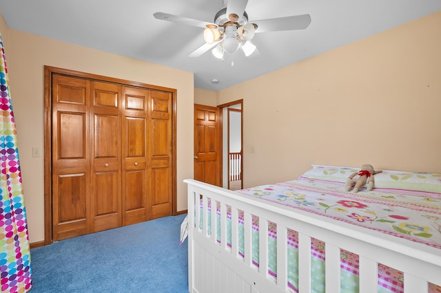 64670 Windrose Way, Lawton, MI 49065 - carpeted bedroom with a closet and ceiling fan