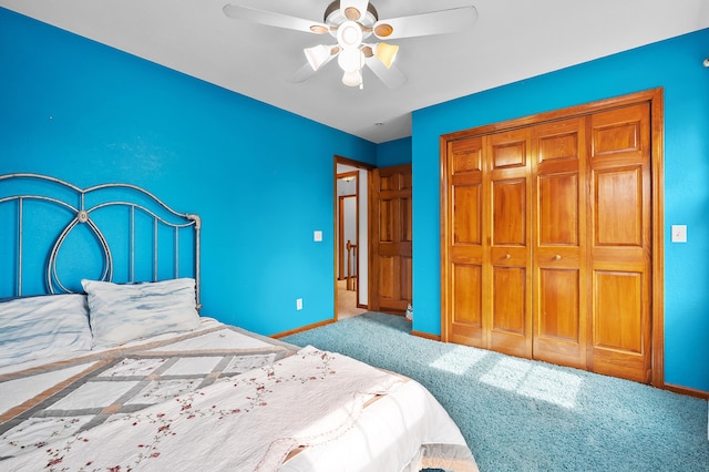 64670 Windrose Way, Lawton, MI 49065 - bedroom with a closet, carpet, and ceiling fan