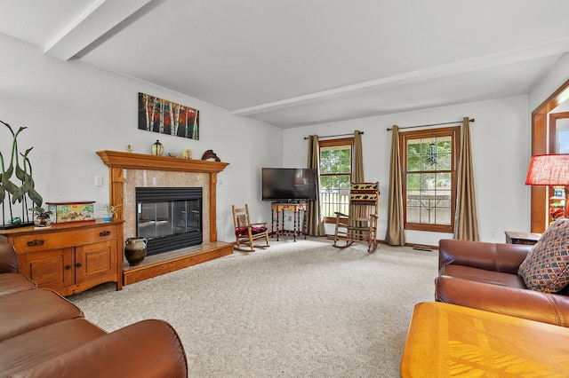 64670 Windrose Way, Lawton, MI 49065 - carpeted living area featuring a fireplace