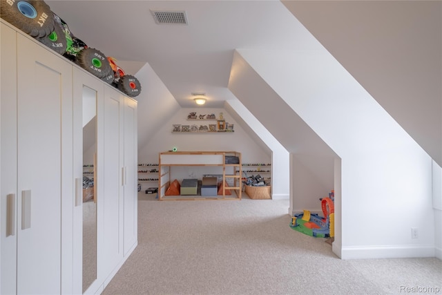 12462 Lillie Rd, Byron, MI 48418 - rec room featuring carpet floors and lofted ceiling