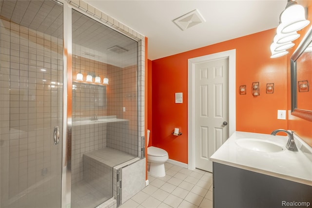 12462 Lillie Rd, Byron, MI 48418 - bathroom featuring vanity, tile patterned floors, and a shower stall