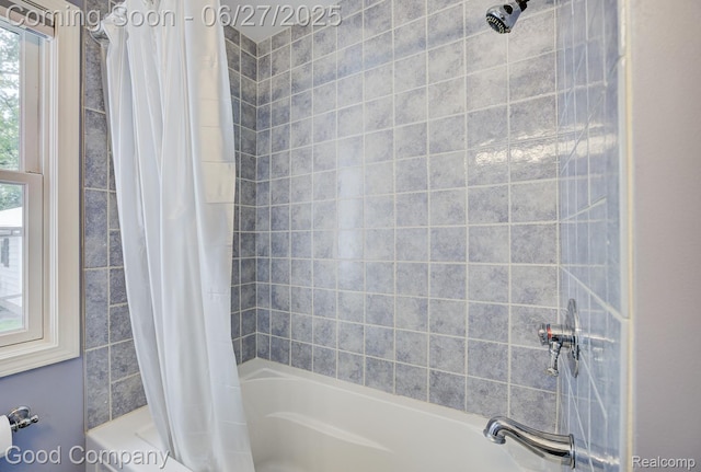 2861 Sunnyknoll Ave, Berkley, MI 48072 - bathroom with shower / bathtub combination with curtain and healthy amount of natural light