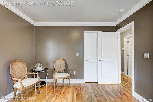 2861 Sunnyknoll Ave, Berkley, MI 48072 - sitting room featuring ornamental molding and wood finished floors