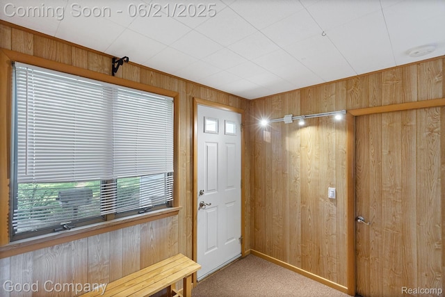 3603 Dukeshire Hwy, Royal Oak, MI 48073 - carpeted foyer featuring wooden walls and baseboards
