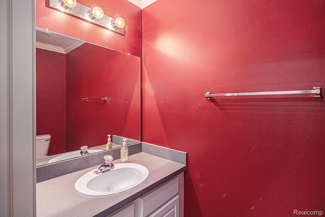 6438 Club Ct W, Grand Blanc, MI 48439 - half bath featuring vanity and ornamental molding