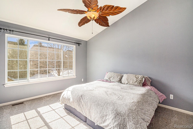 6438 Club Ct W, Grand Blanc, MI 48439 - carpeted bedroom featuring lofted ceiling and a ceiling fan