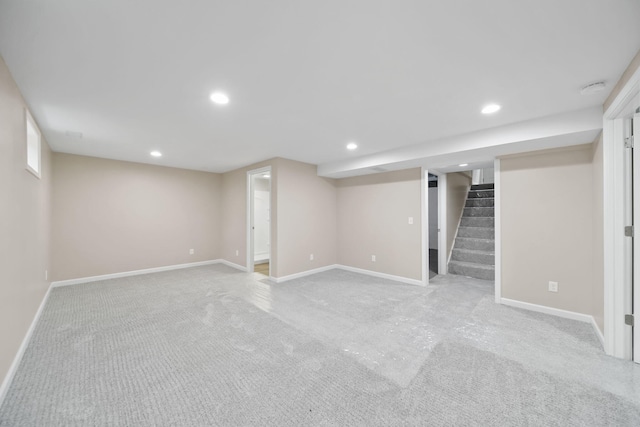 10620 Cady Rd, Jackson, MI 49201 - finished basement with carpet flooring, recessed lighting, and stairs