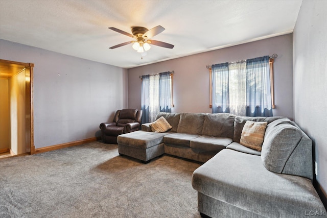 14211 Gilbert Rd, Waldron, MI 49288 - living room with a ceiling fan and carpet flooring