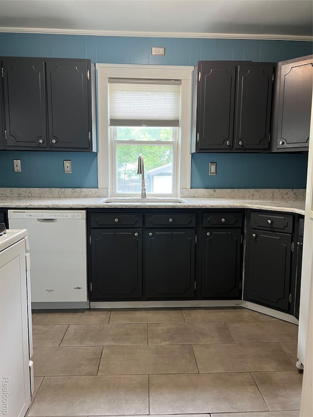8467 Central St, Center Line, MI 48015 - kitchen with white dishwasher, crown molding, and light countertops
