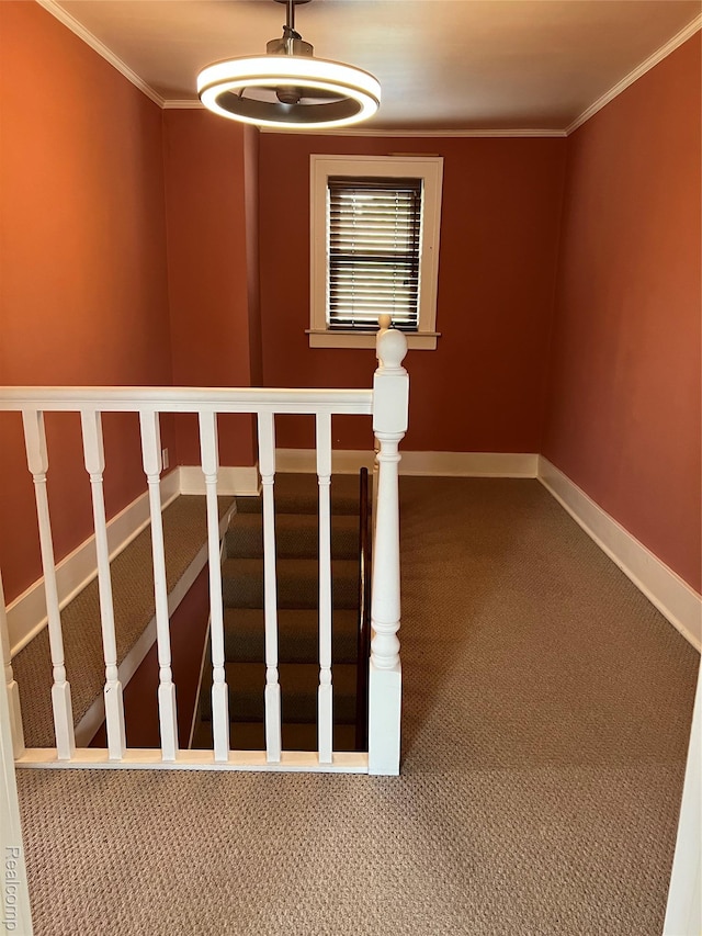 8467 Central St, Center Line, MI 48015 - stairs with carpet flooring and crown molding