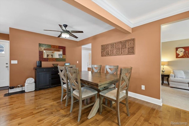 1101 Shallowdale Dr, Troy, MI 48085 - dining area with light wood-type flooring, a ceiling fan, and ornamental molding