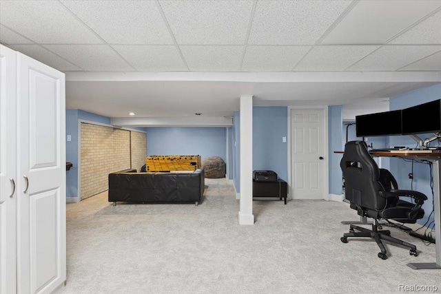 1101 Shallowdale Dr, Troy, MI 48085 - carpeted home office with a drop ceiling