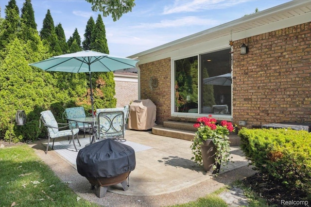 1101 Shallowdale Dr, Troy, MI 48085 - view of patio with a grill, entry steps, and outdoor dining space