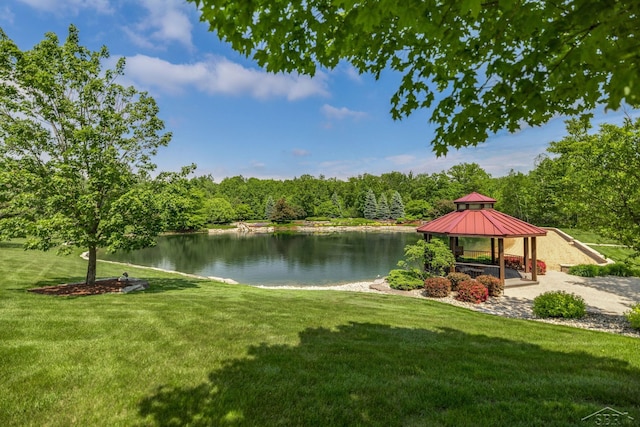 199 E Brooks Rd, Midland, MI 48640 - water view with a gazebo and a forest