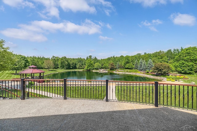 199 E Brooks Rd, Midland, MI 48640 - water view with a gazebo and a forest