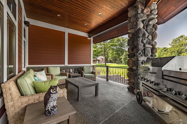 199 E Brooks Rd, Midland, MI 48640 - covered porch featuring grilling area and an outdoor living space