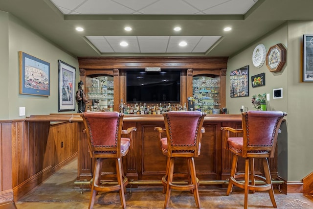 199 E Brooks Rd, Midland, MI 48640 - indoor wet bar featuring recessed lighting and a wainscoted wall