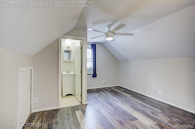 830 W Hazelhurst St, Ferndale, MI 48220 - bonus room featuring wood finished floors, a ceiling fan, and vaulted ceiling