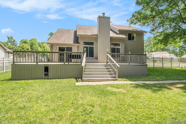 11275 Grand Oaks Dr, Clio, MI 48420 - back of property featuring a chimney and a deck