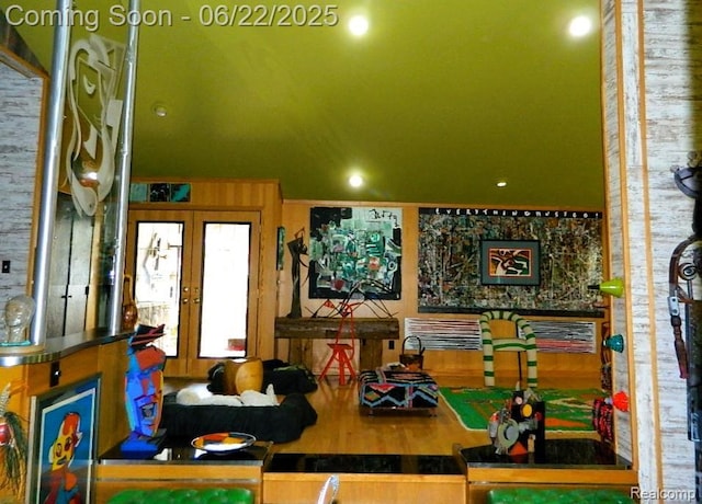 5236 Patrick Rd, West Bloomfield, MI 48322 - recreation room with french doors and recessed lighting