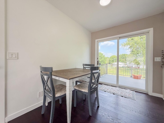 56570 Warren Dr, Dowagiac, MI 49047 - dining space featuring baseboards and dark wood finished floors