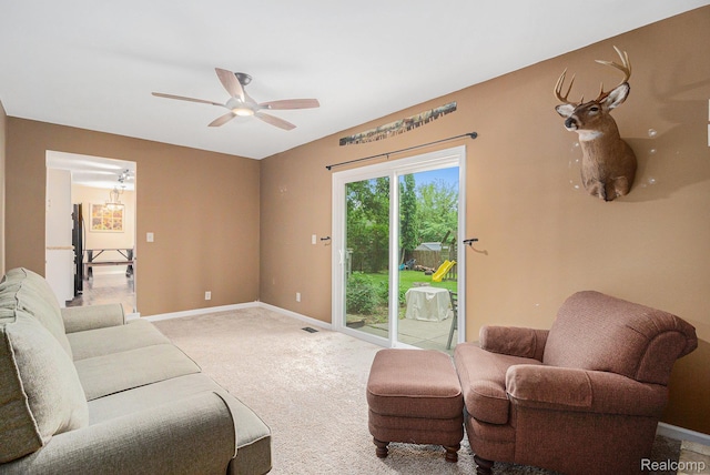 5369 Old Franklin Rd, Grand Blanc, MI 48439 - carpeted living area with ceiling fan and baseboards