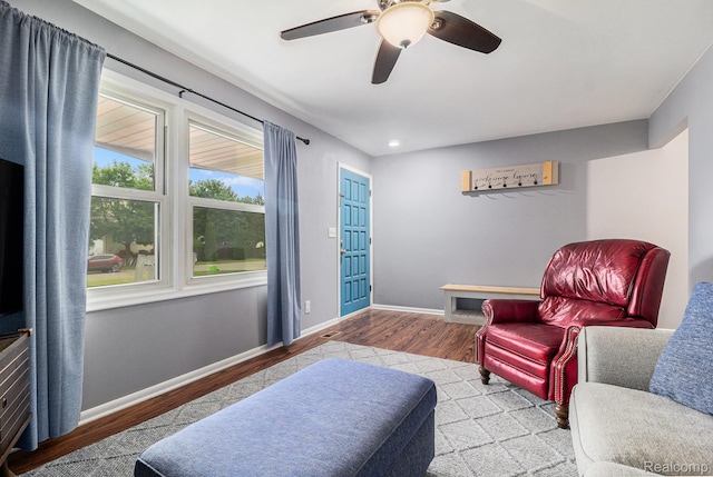 5369 Old Franklin Rd, Grand Blanc, MI 48439 - living area with wood finished floors, ceiling fan, and recessed lighting