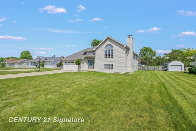 2364 Milford Dr, Saginaw, MI 48603 - view of front of house featuring a chimney, driveway, and an attached garage