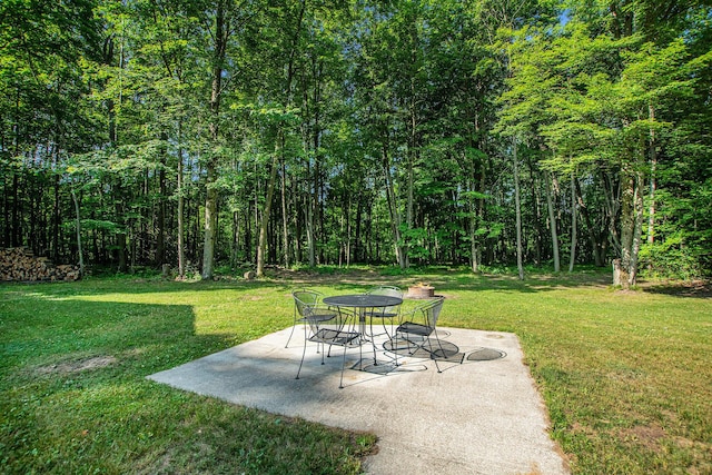 12467 S Running Deer Ln, Grant, MI 49327 - view of green lawn featuring a patio and a view of trees