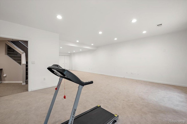 6280 Branford Dr, West Bloomfield, MI 48322 - workout area featuring carpet floors and recessed lighting