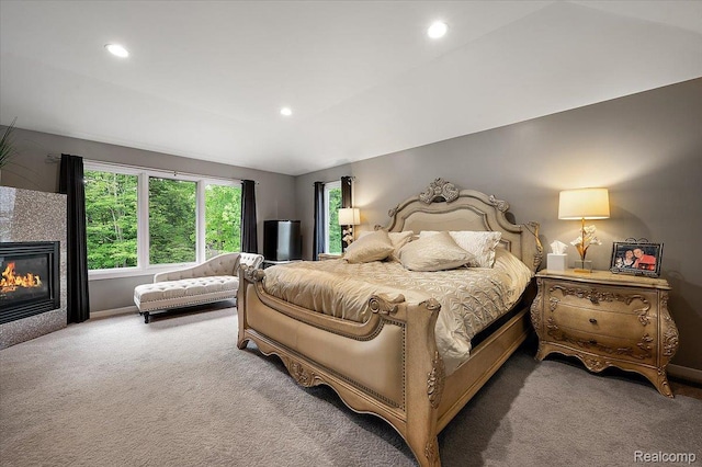 6280 Branford Dr, West Bloomfield, MI 48322 - carpeted bedroom with recessed lighting and a fireplace